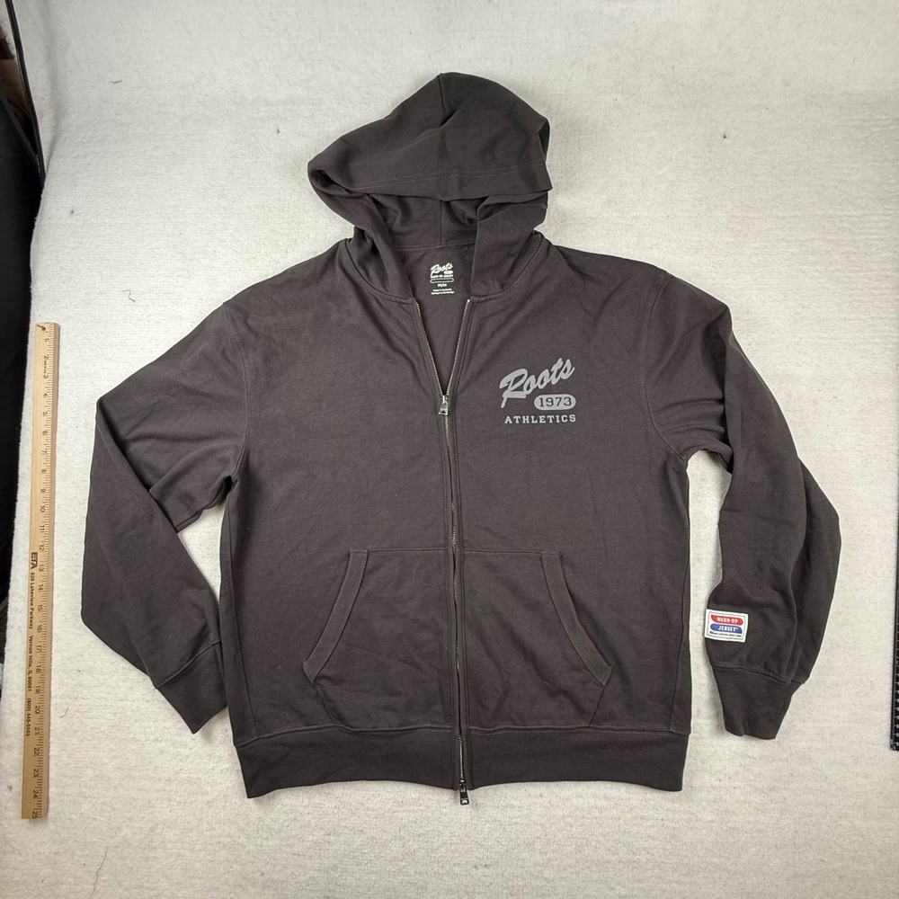 Roots 1973 Athletics Warm-Up Jersey Full Zip Hoodie Dark Gray Mens Medium